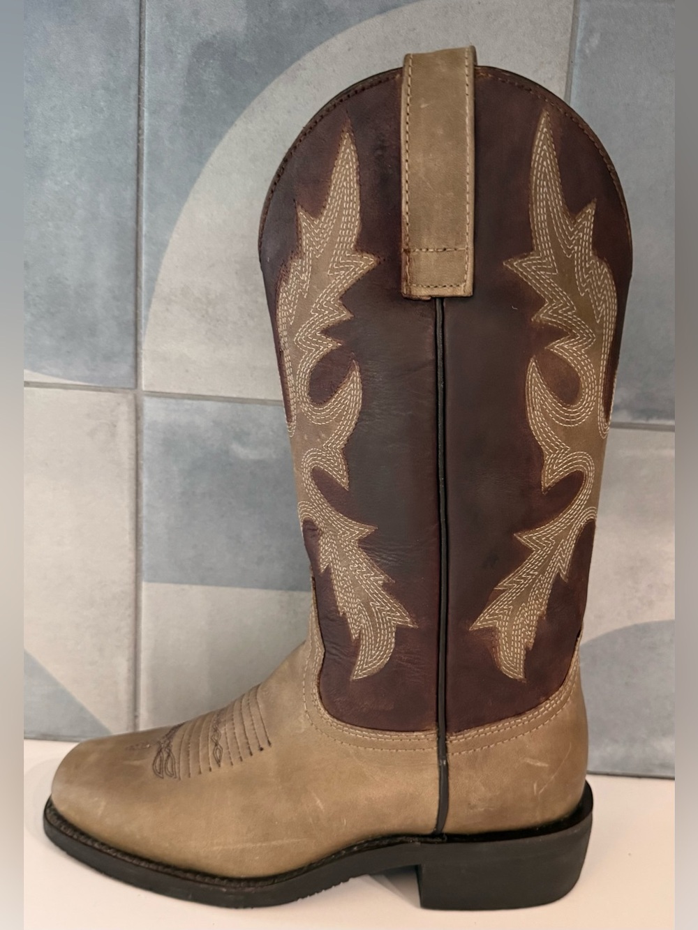 Masterson leather brown and tan cowboy cowgirl boots- festival wear- 6